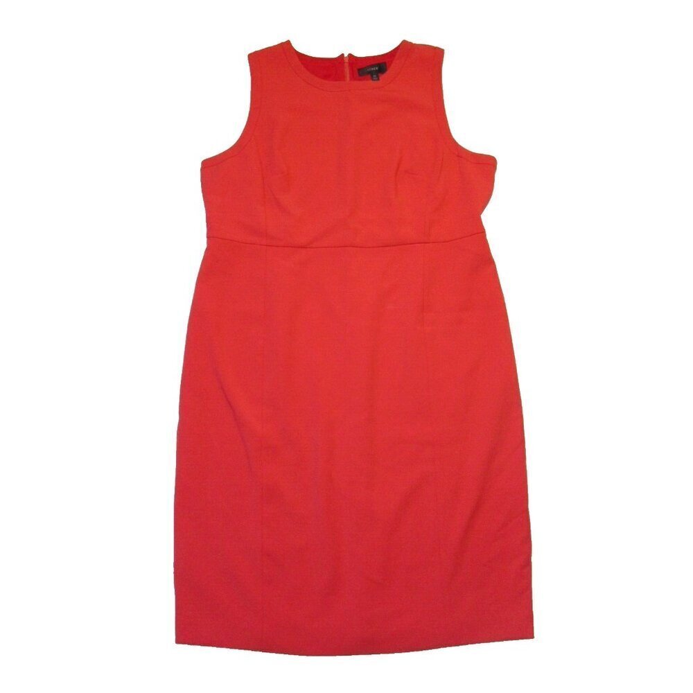 NWT J.Crew Sleeveless Sheath in Ripe Persimmon Red Four Season Stretch Dress 20